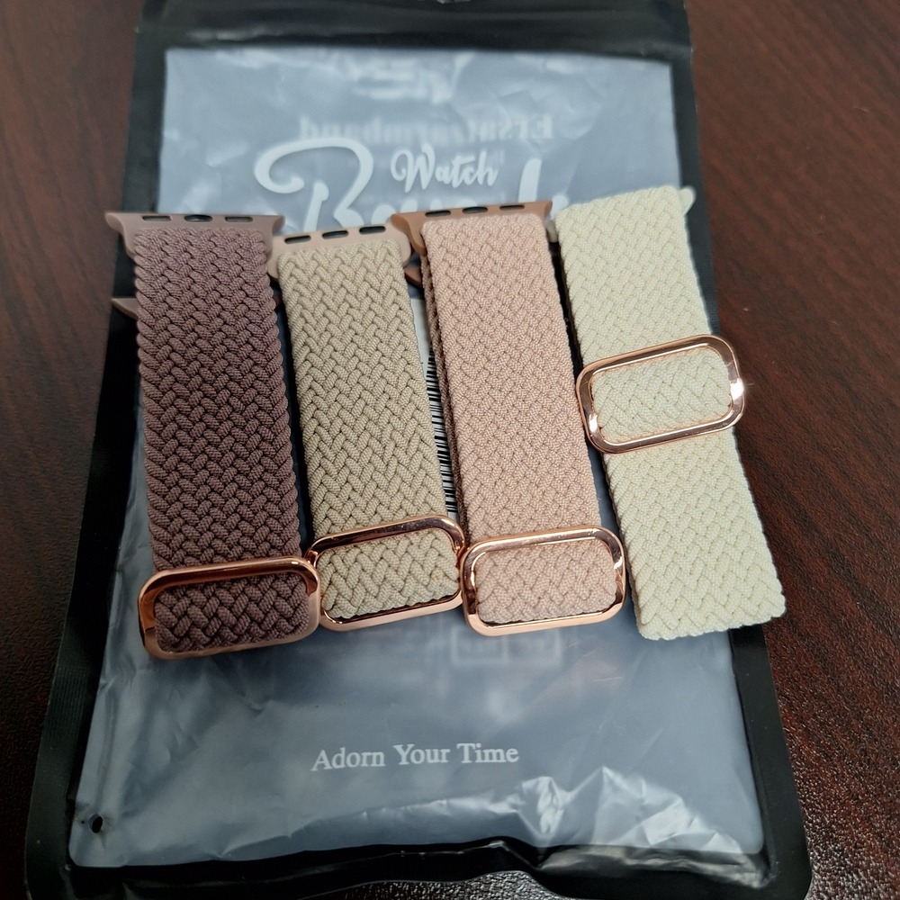 4 Pack Braided Solo Loop‎ Watch Bands Apple Watch 38/40/41mm Rose Gold